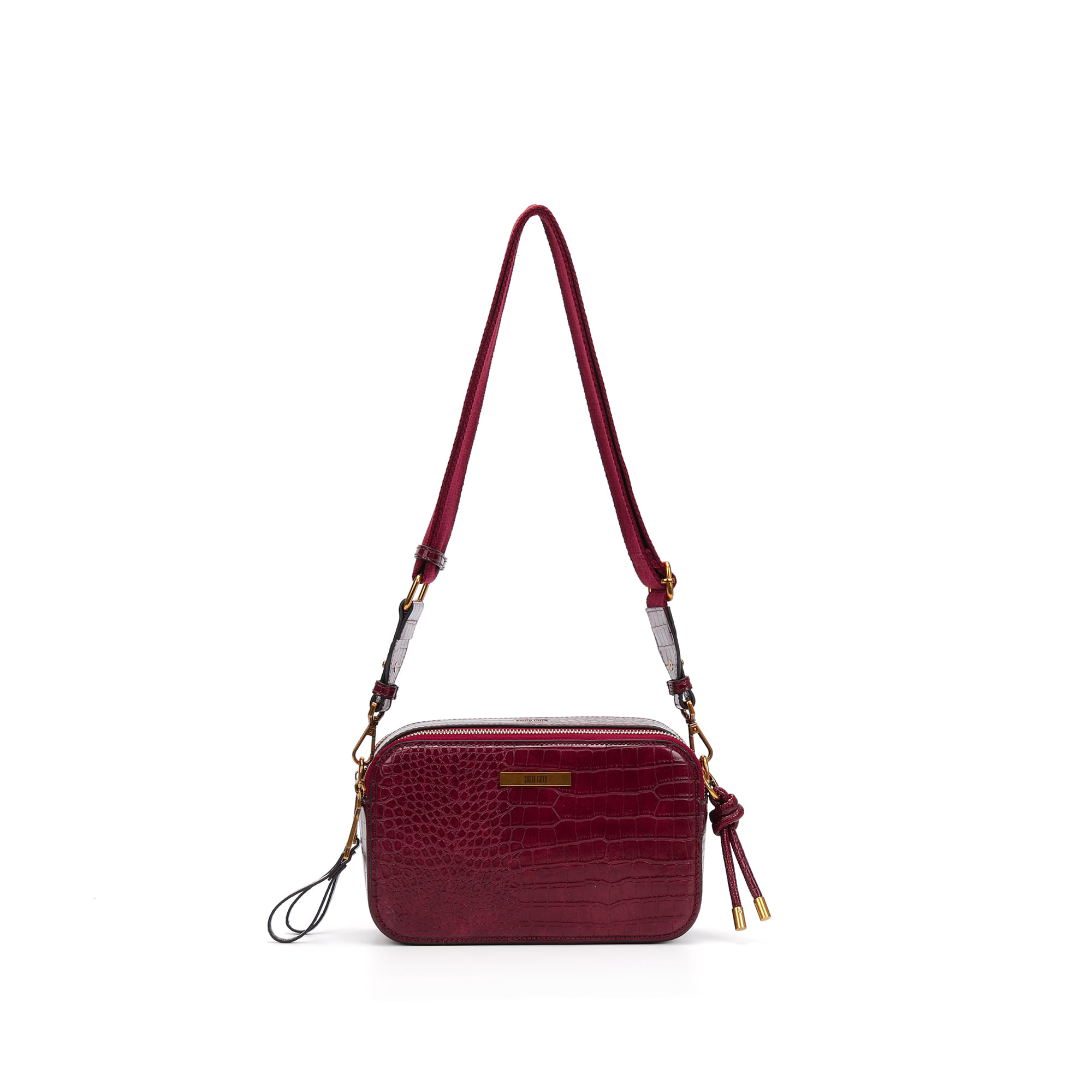 Bolsa Camera Bag Croco Roxo Berry Transversal