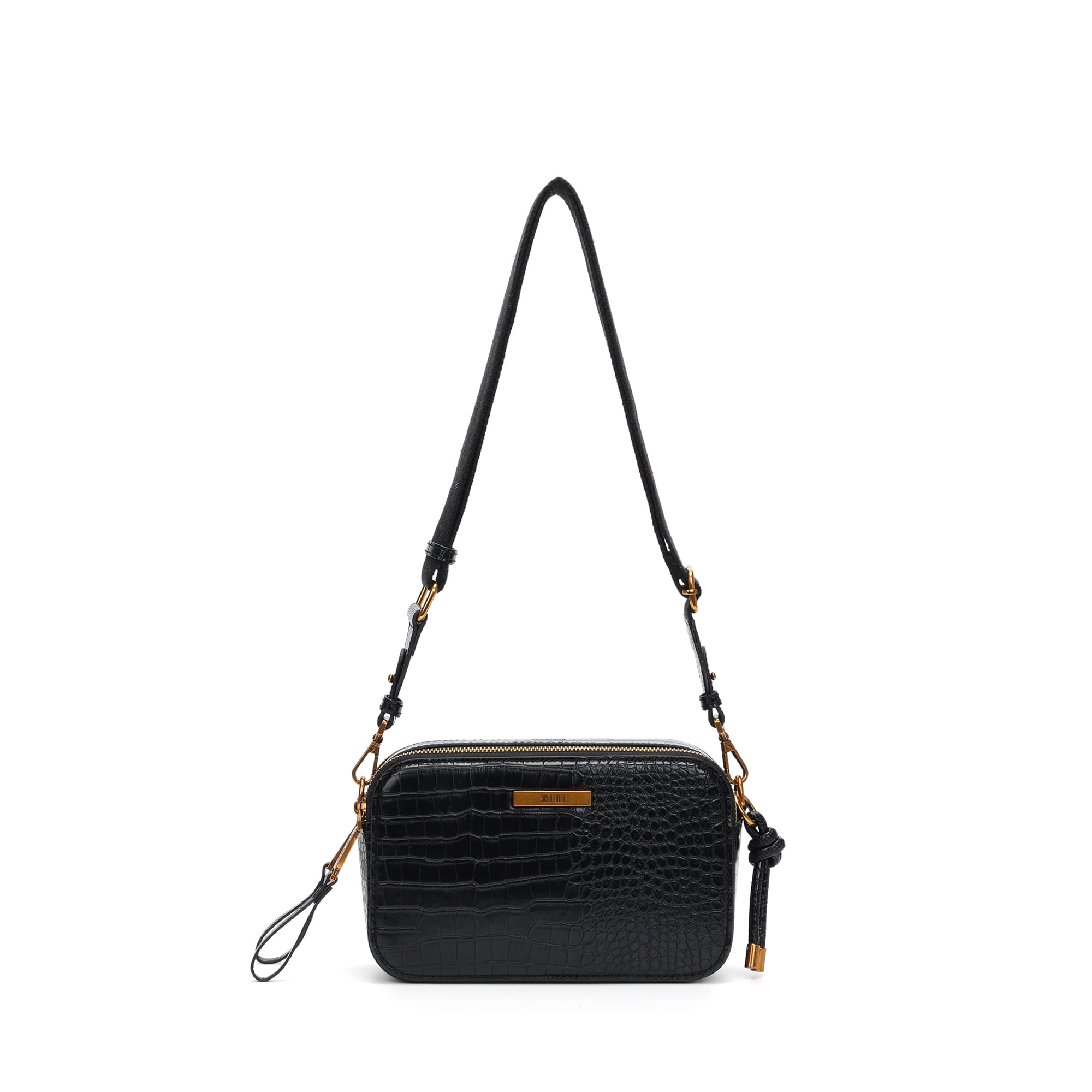 Bolsa Camera Bag Croco Preto Transversal
