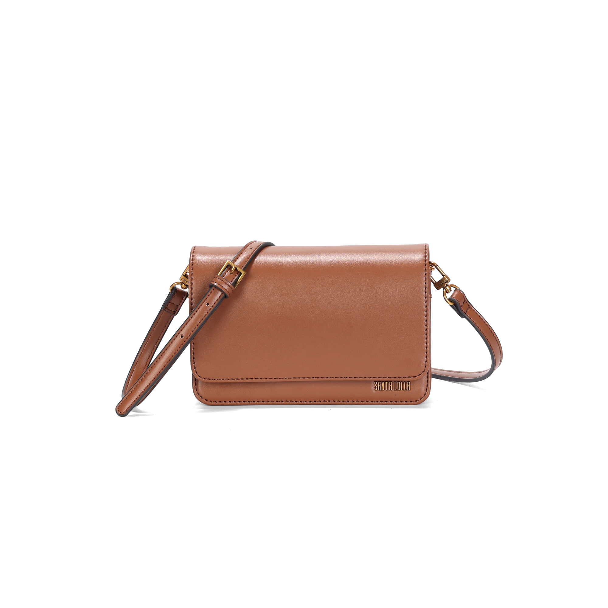 Bolsa Pequena Soft Liso Marrom Safari Transversal