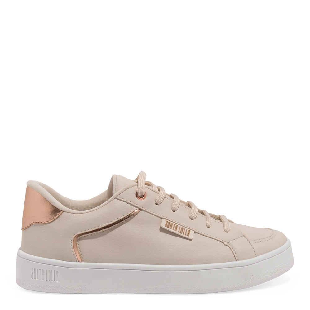 Tênis Floater Lux Off White E Rosa Recortes