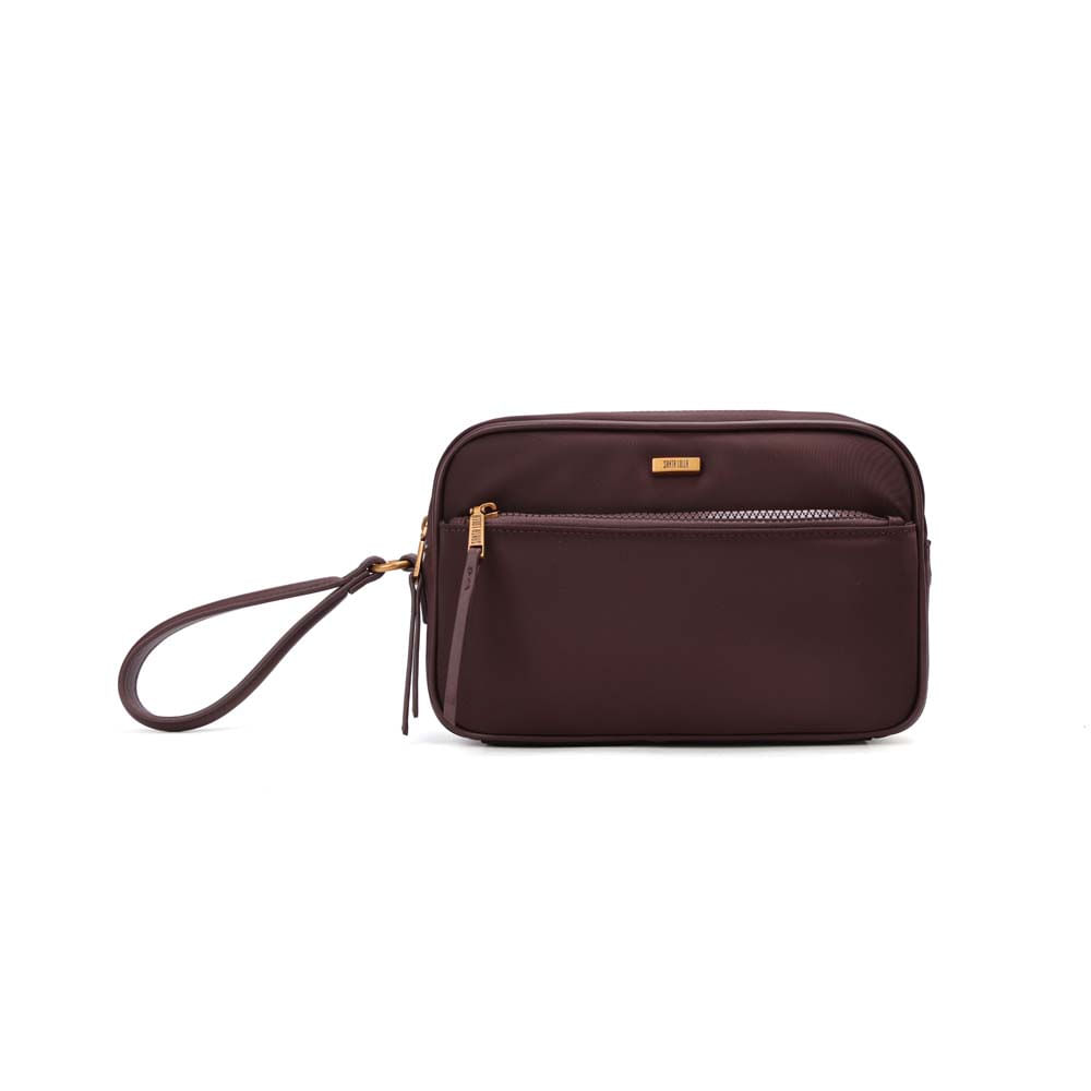 Necessaire Média Nylon Marrom Cocoa Alça De Mão
