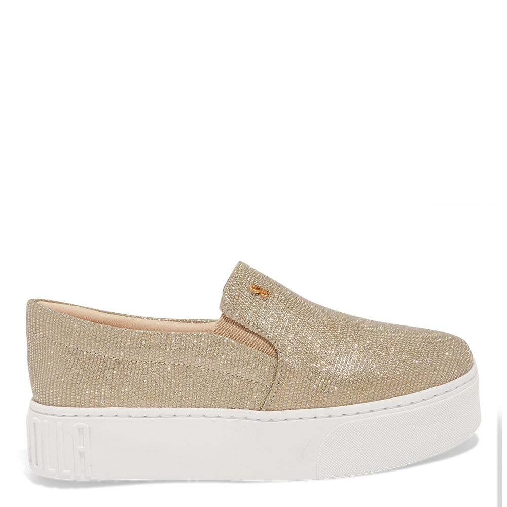 Tênis Slip On Dourado Ouro Brilho
