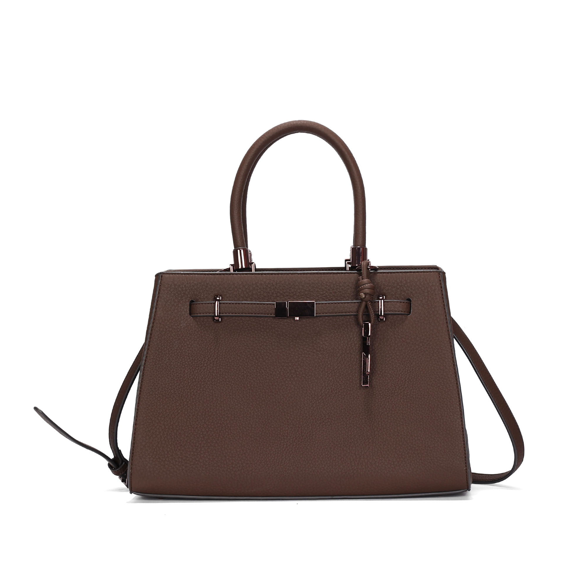 Bolsa Média Nobuck Alça Transversal Marrom Dark