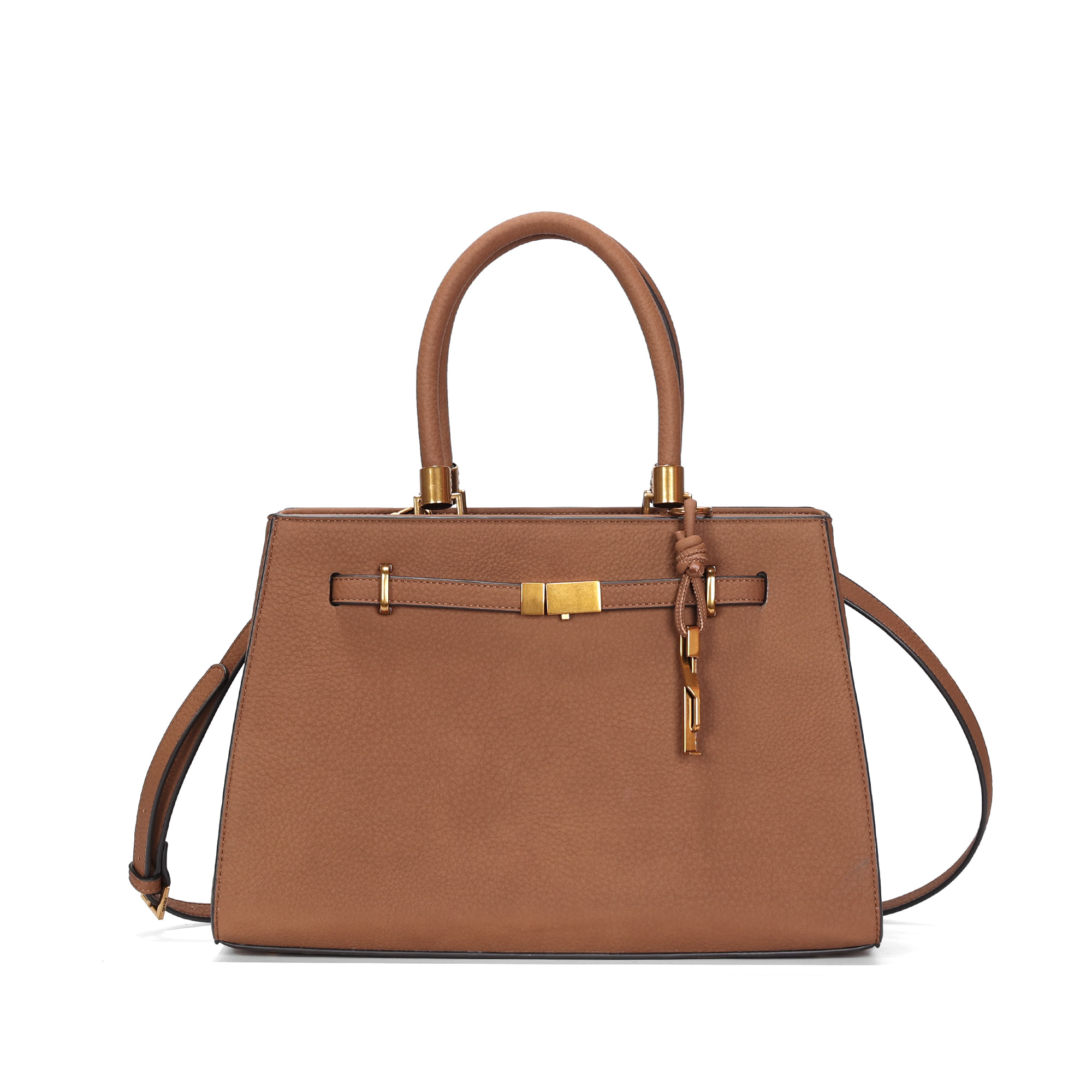 Bolsa Média Nobuck Alça Transversal Marrom Safari
