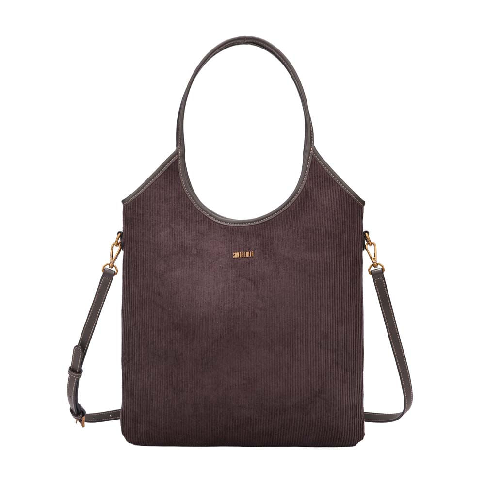 Bolsa Shopper Grande Veludo Cotelê Cinza Steel