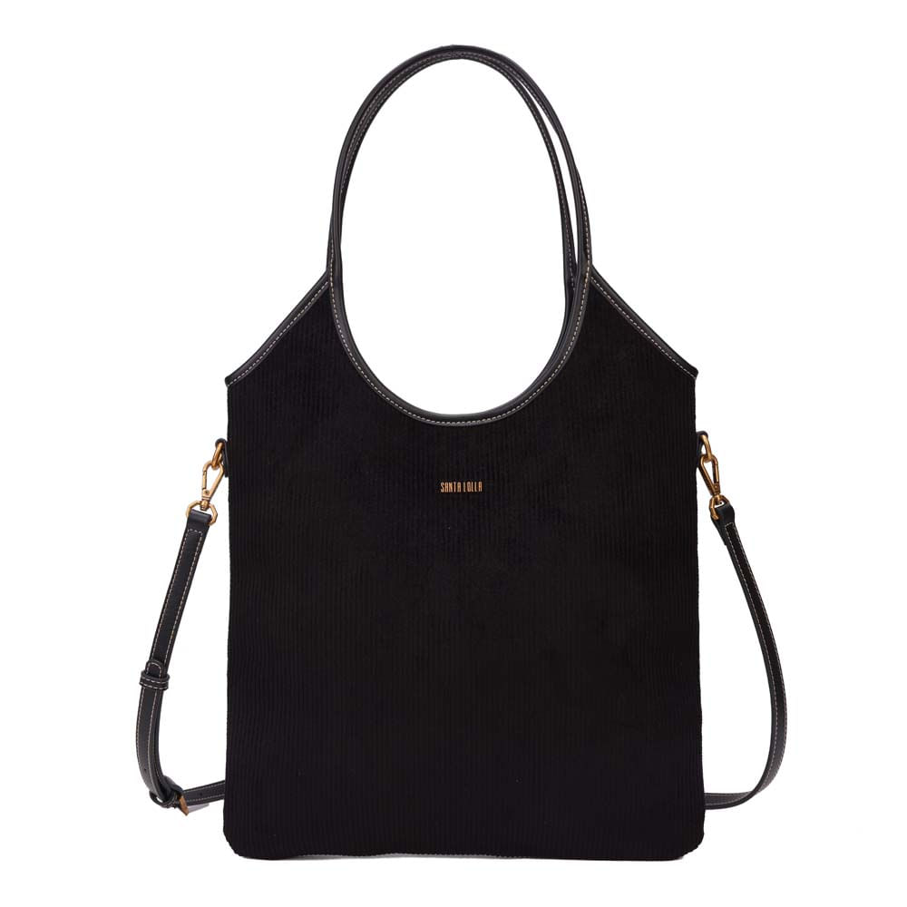 Bolsa Shopper Grande Veludo Cotelê Preto