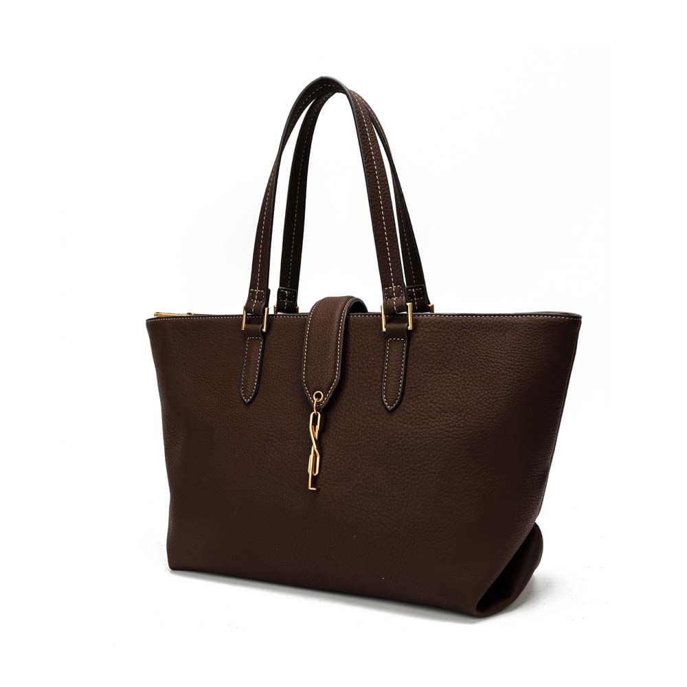 Bolsa Shopper Grande Nobuck Marrom Dark Pespontos