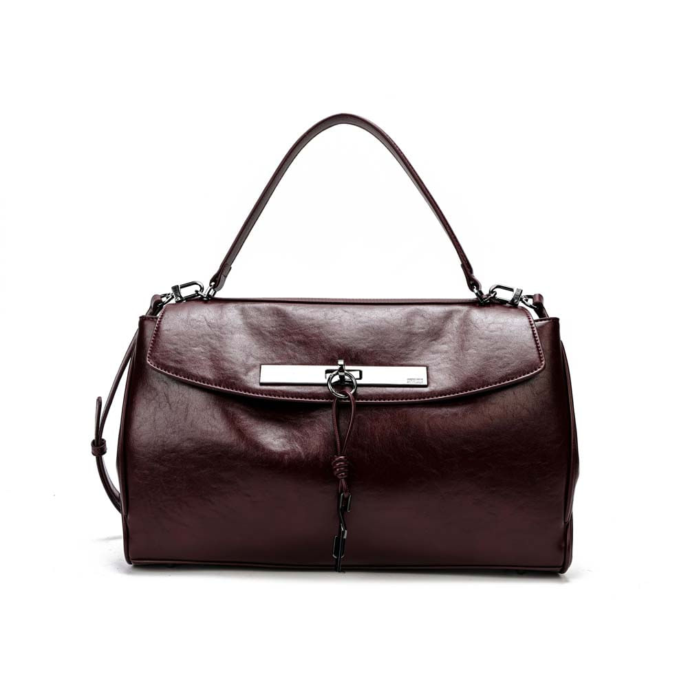 Bolsa Quadrada Rústico Liso Roxo Berry Alça Dupla