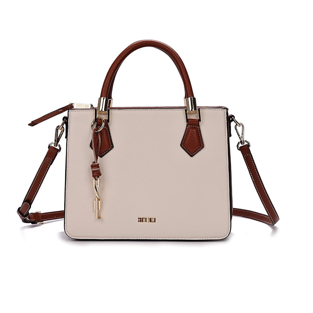 Bolsa Tote Média Estruturada Floater Marfim Transversal