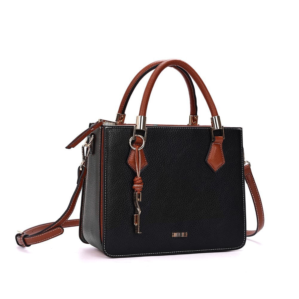 Bolsa Tote Média Estruturada Floater Preto Transversal