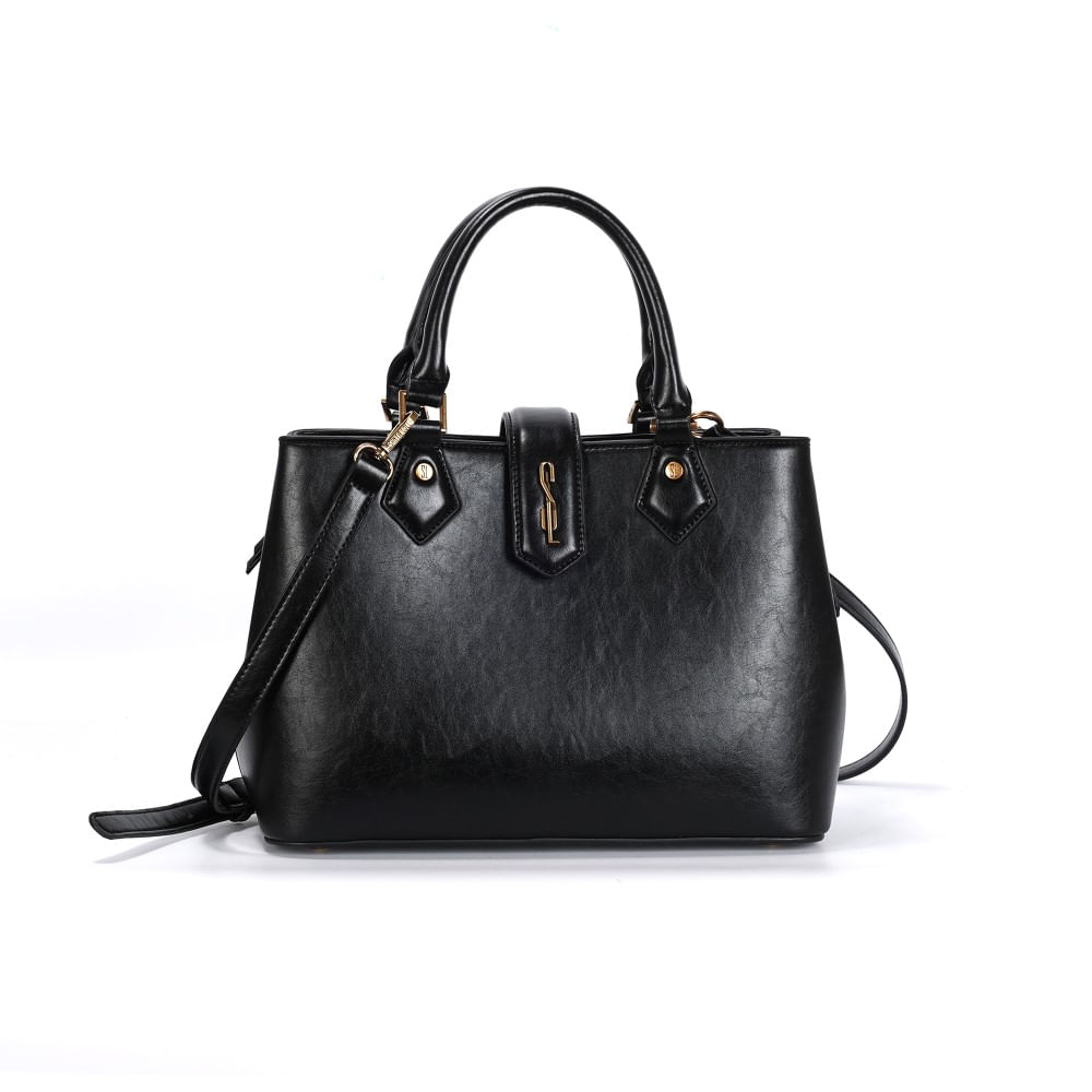 Bolsa Tote Grande Rústico Liso Preto