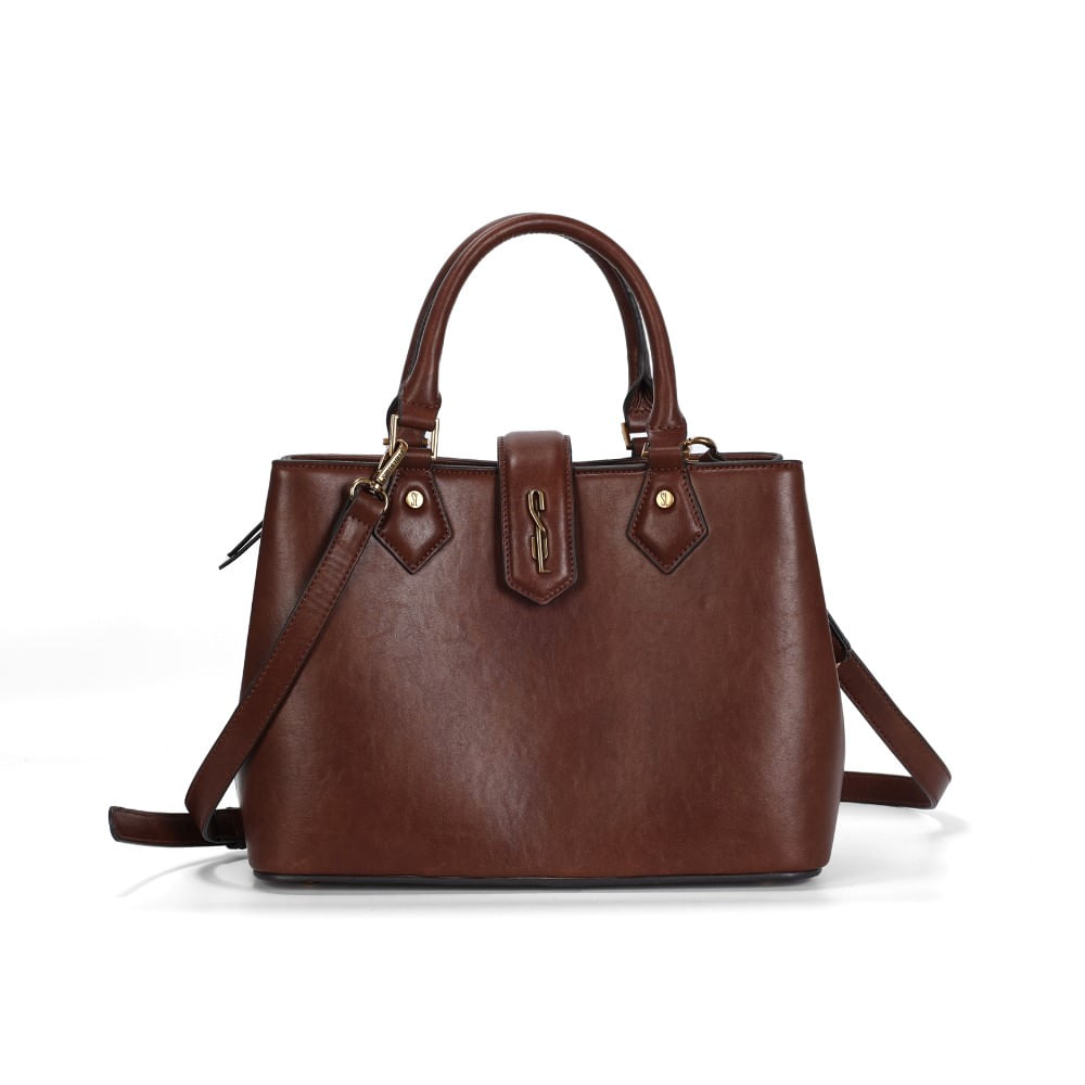 Bolsa Tote Grande Rústico Liso Marrom