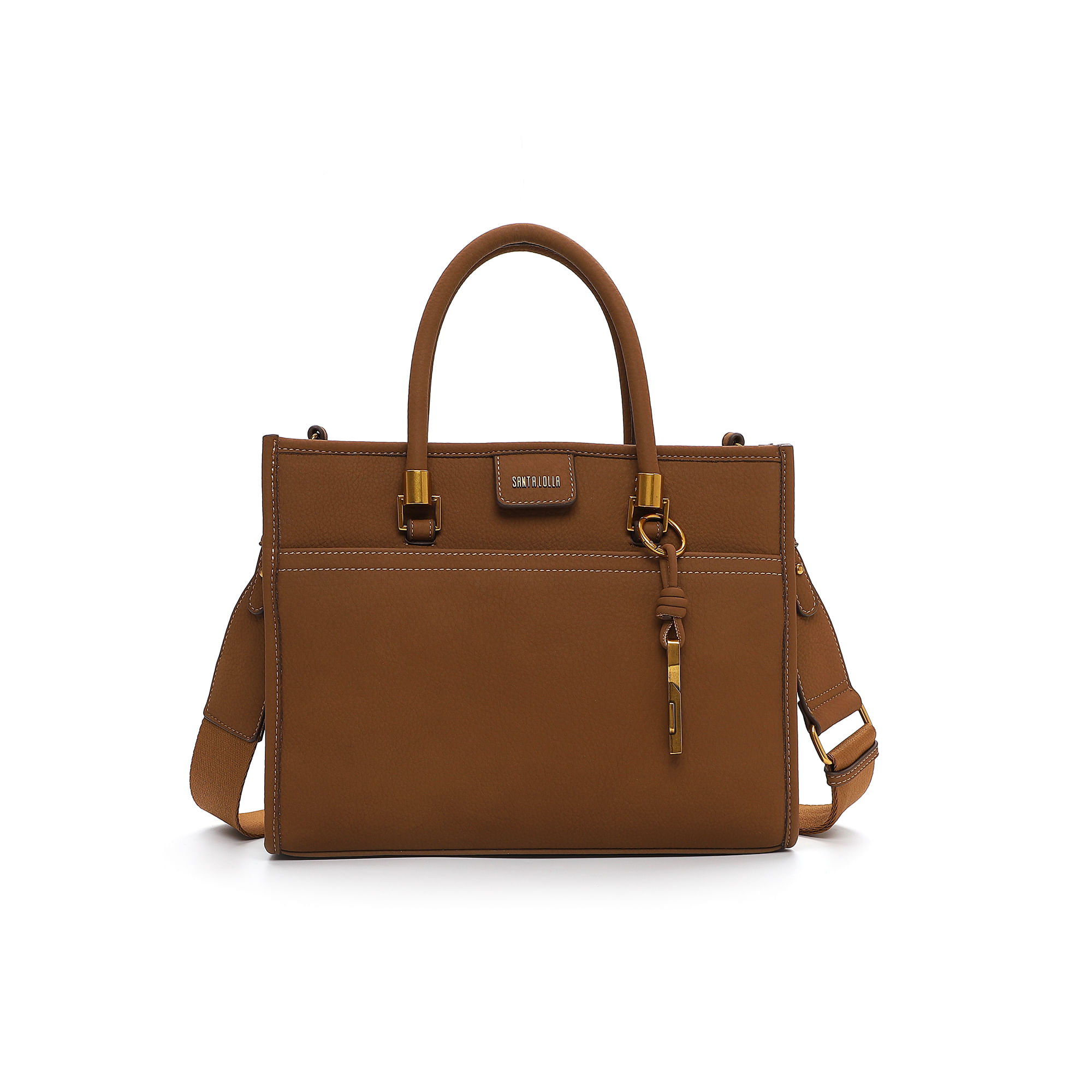 Bolsa Grande Nobuck Marrom Safari Pespontos