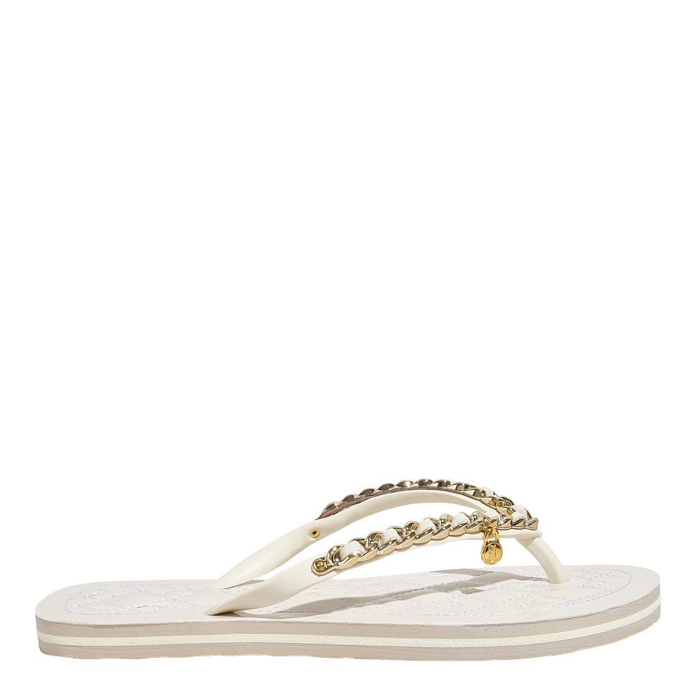 Chinelo Flip Flop Verniz Anzeli Corrente Branco