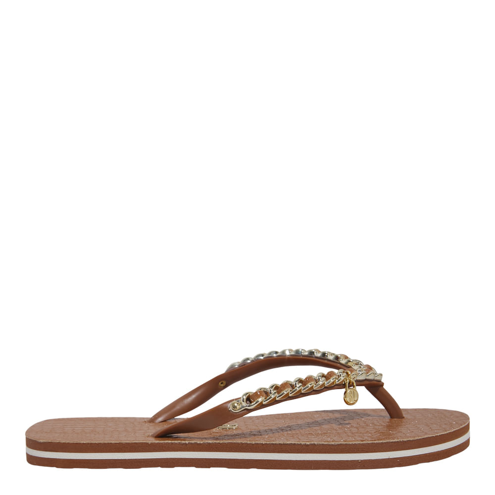 Chinelo Flip Flop Croco Corrente Bege Ambar