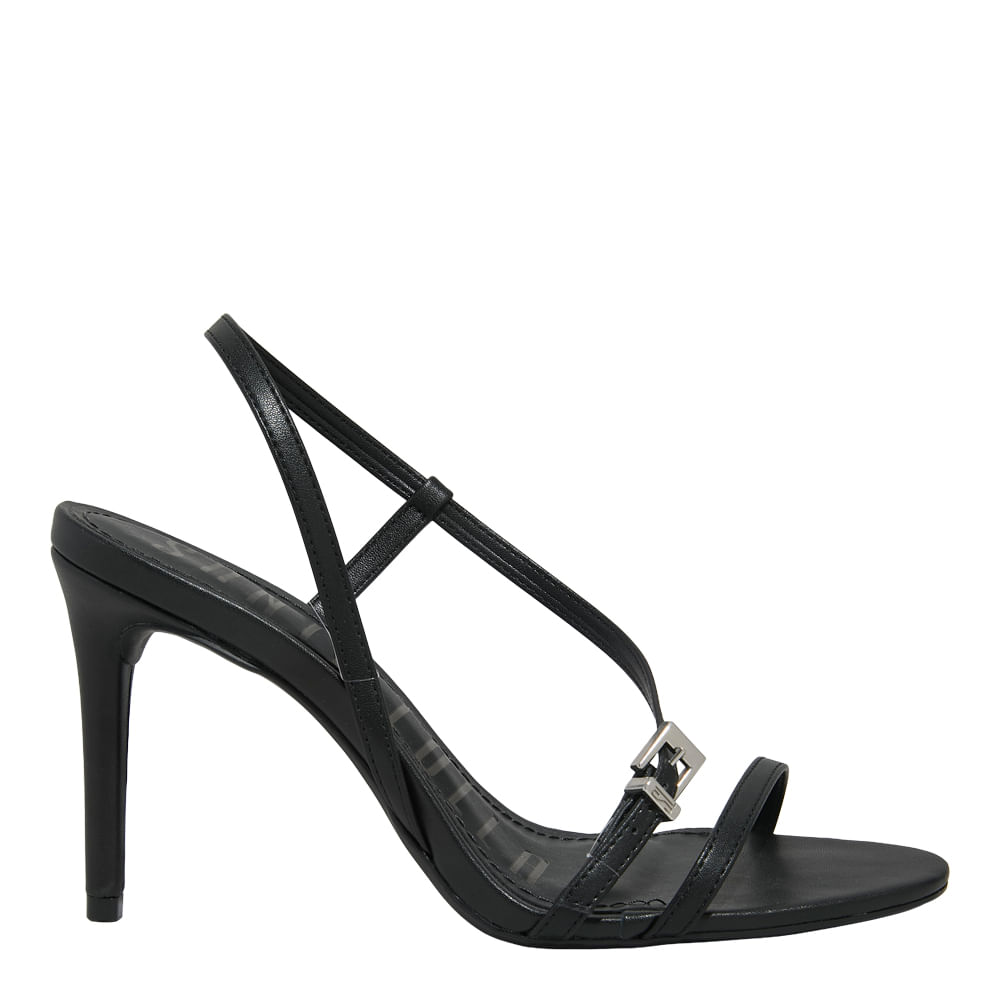 Sandália Napa Preto Tiras Finas Fivela