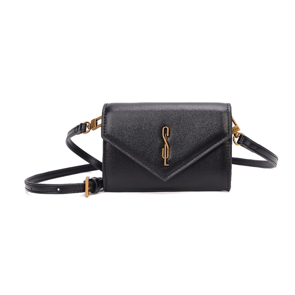 Bolsa Carteira Soft Preta Alça Transversal