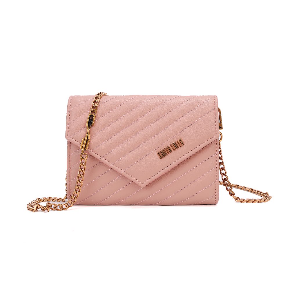 Bolsa Carteira Soft Dusty Rose Alça Transversal Corrente