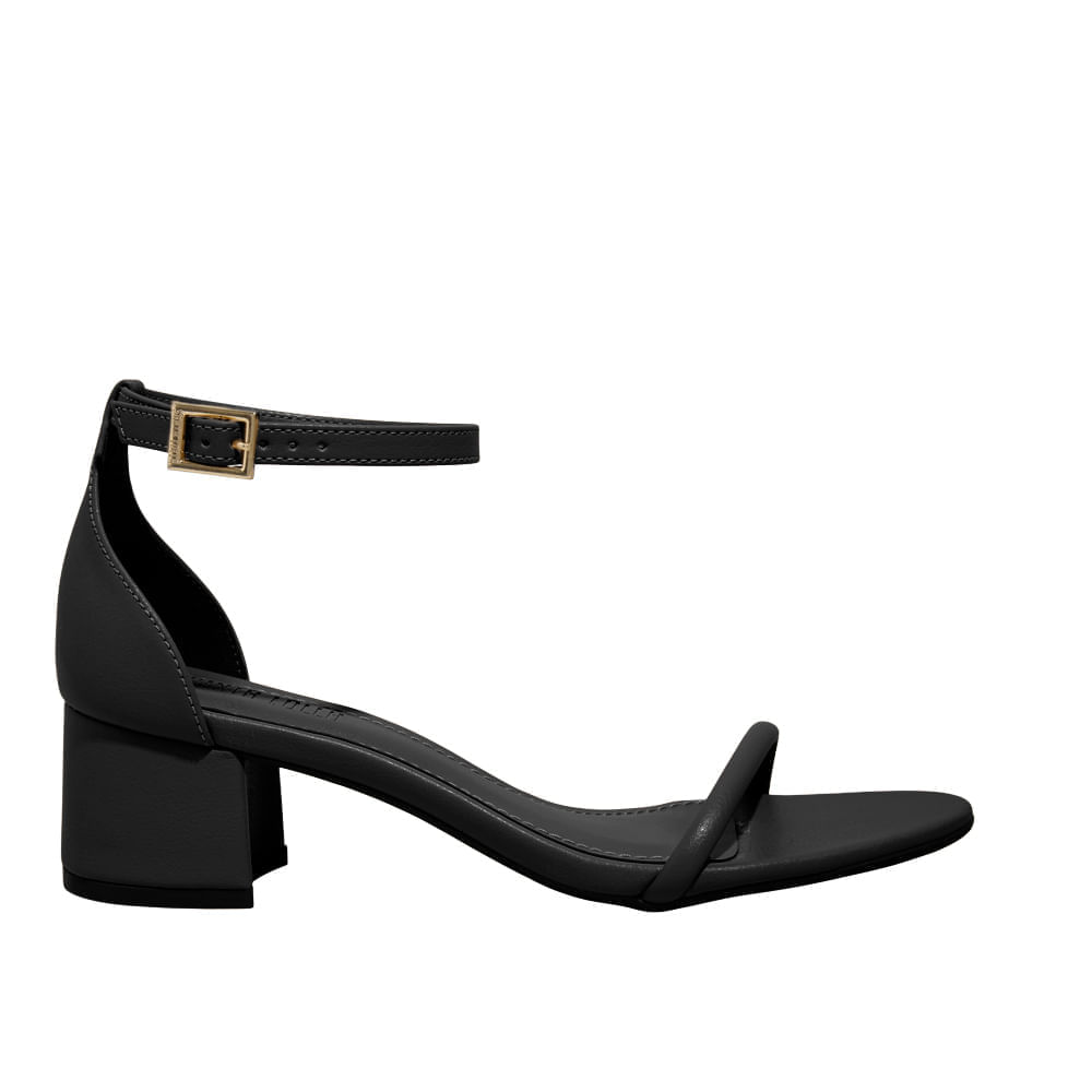 Sandália Napa Soft Preto Salto Baixo Bloco