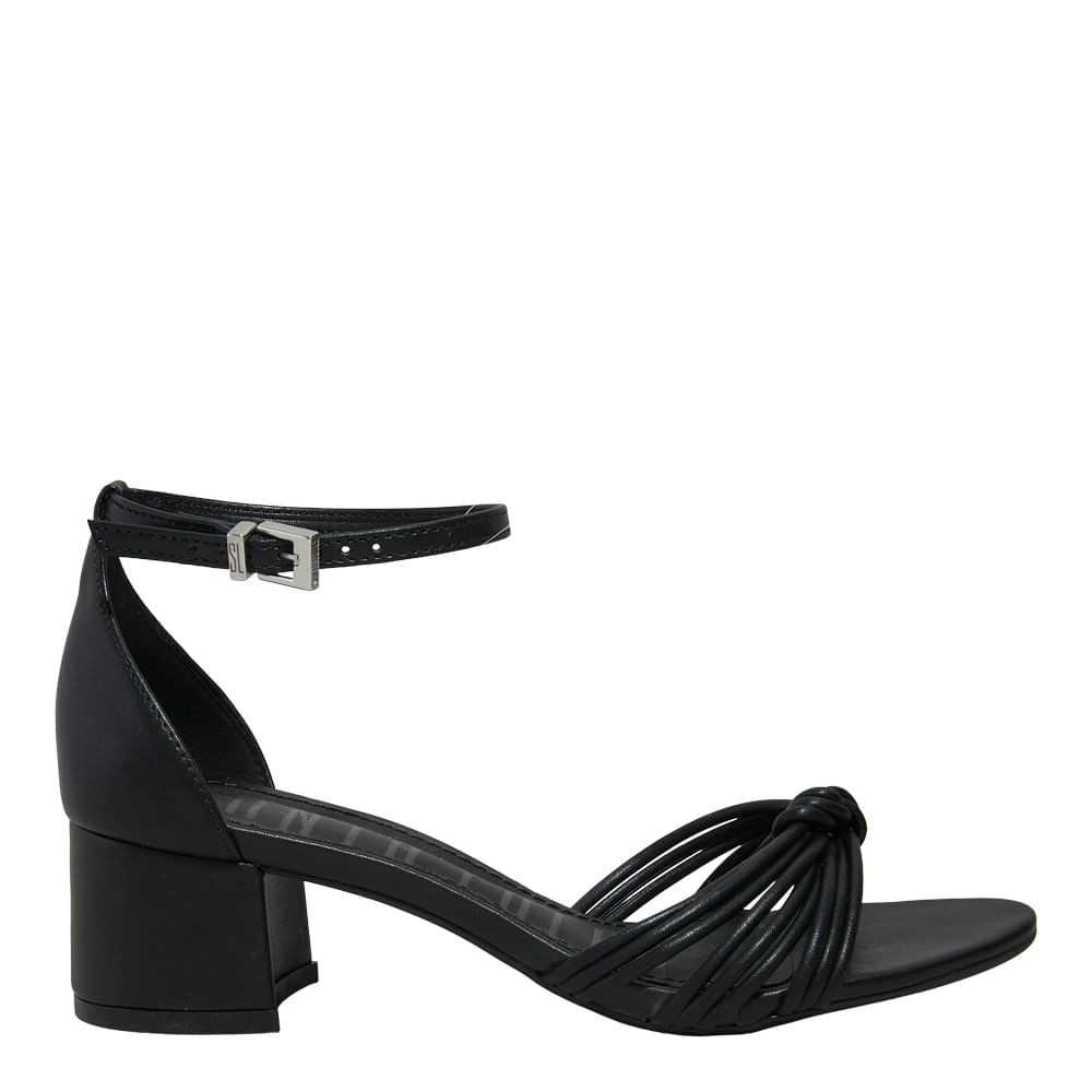 Sandália Napa Soft Preto Salto Baixo Bloco