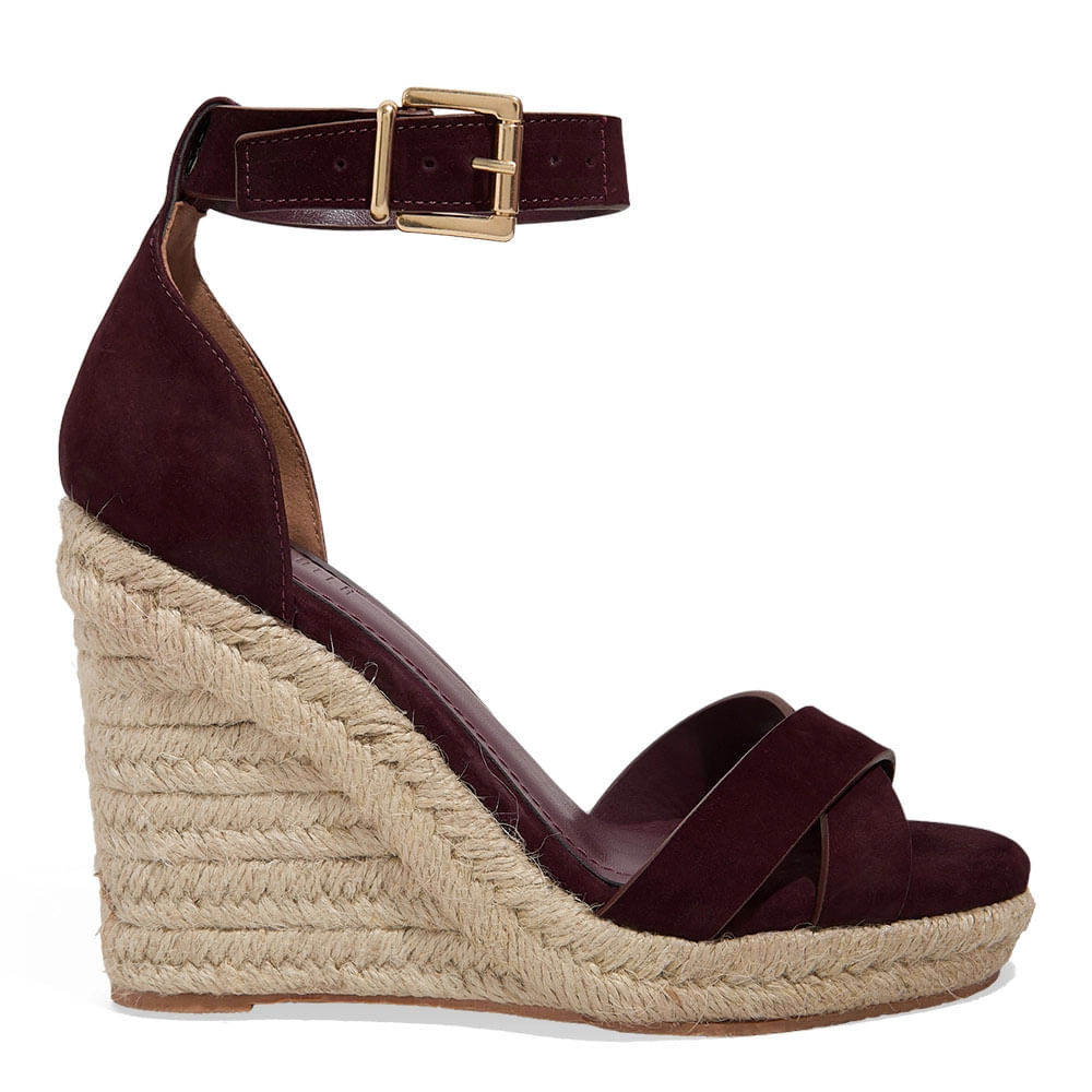 Sandália Espadrille Nobuck Roxo Anabela