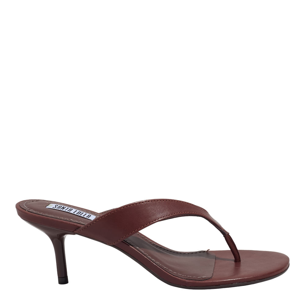 Mule de Dedo Couro Pelica Soft Marrom Dark Salto Fino