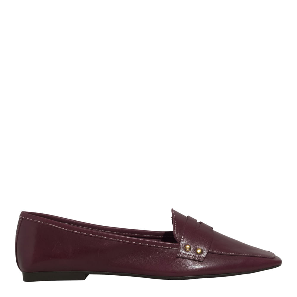 Mocassim Couro Nobre Soft Roxo Beterraba