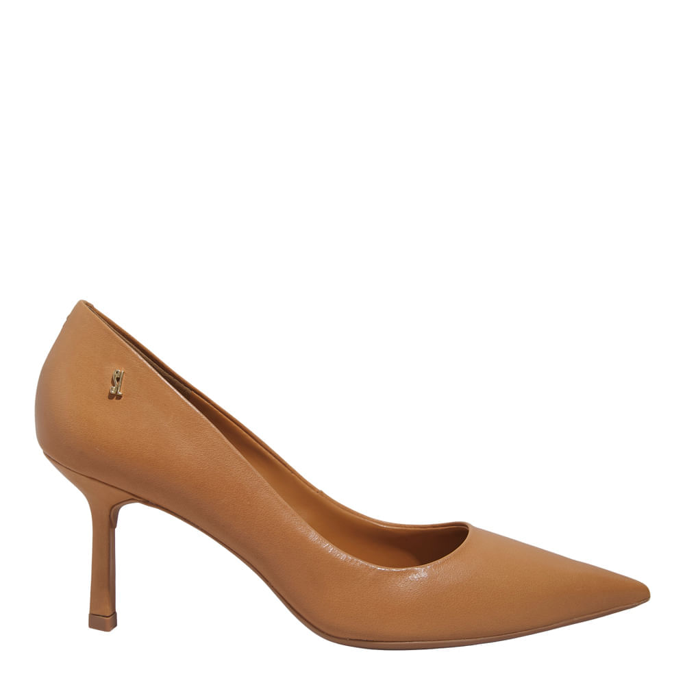 Scarpin Couro Pelica Soft Marrom Doce de Leite Bico Fino