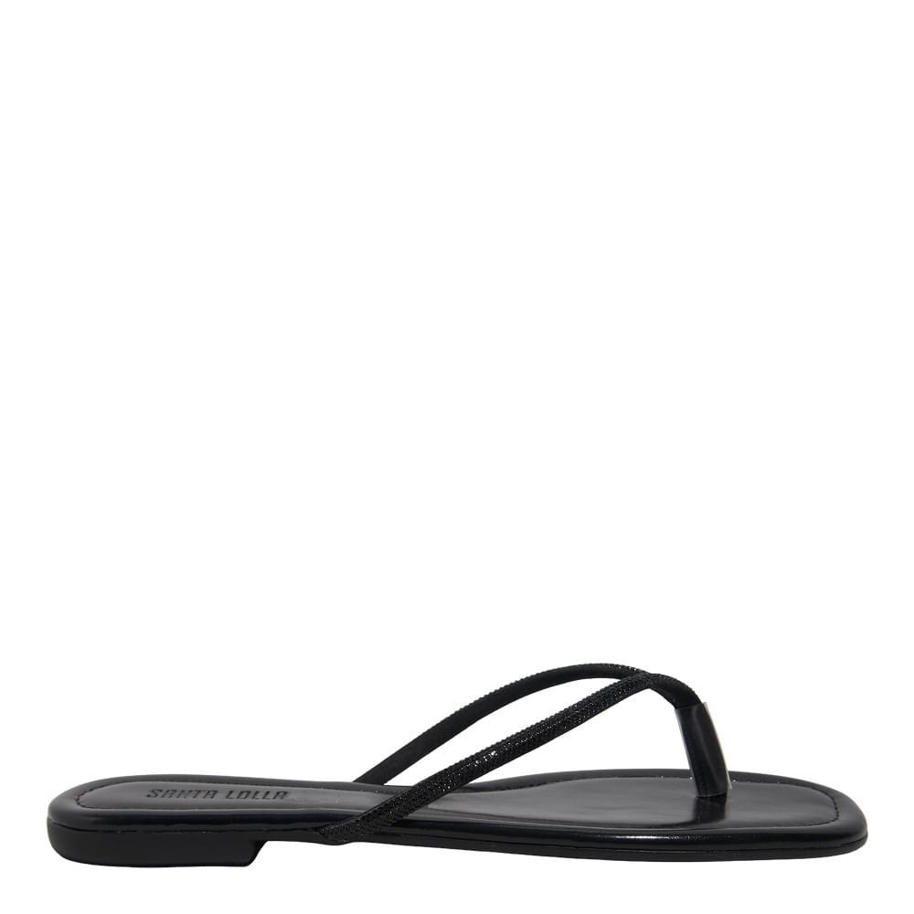 Rasteira Slim Napa Pu Preto Brilho