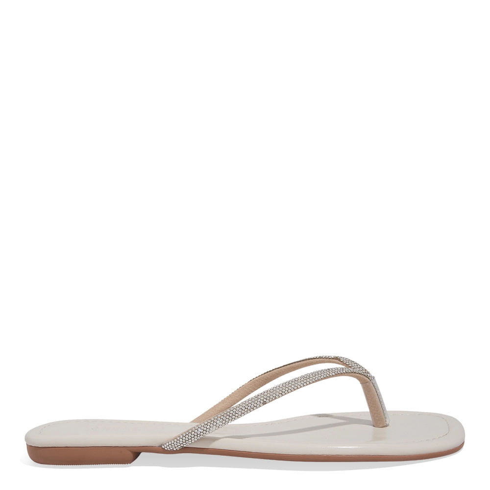 Rasteira Slim Napa Pu Off White Brilho