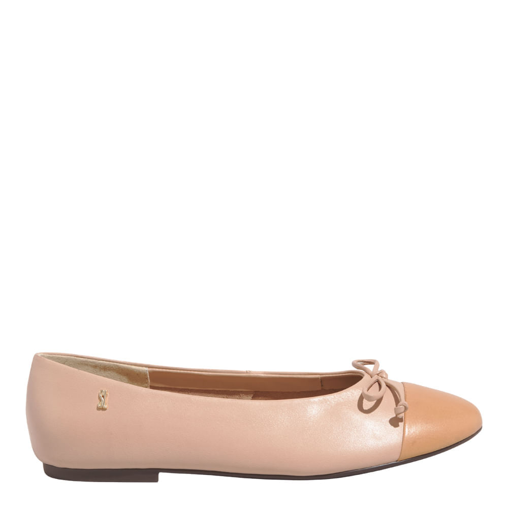 Sapatilha Laço Couro Nobre Soft Bege Sand