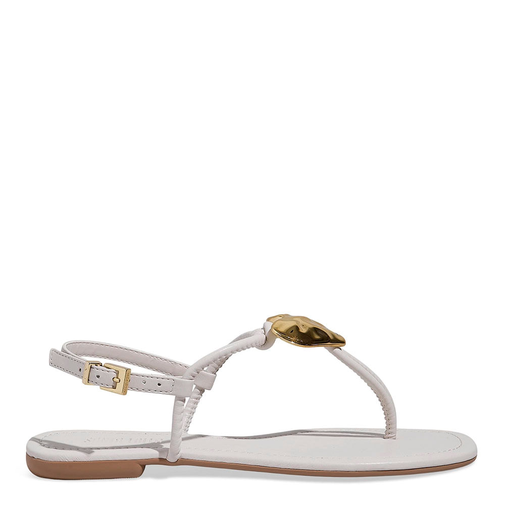 Rasteira Napa Soft Off White Coração Metal