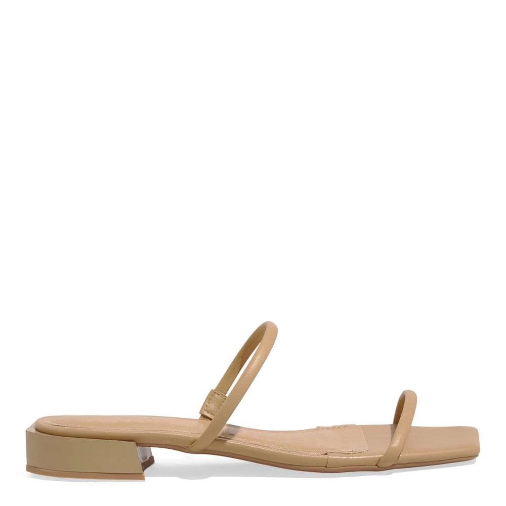 Rasteira Napa Soft Bico Quadrado Bege