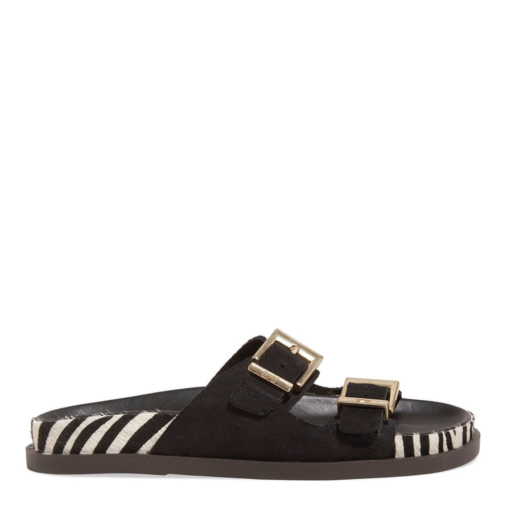 Papete Fivelas Couro Camurça Animal Print Zebra