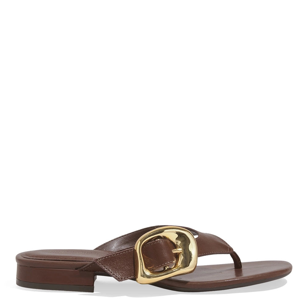 Rasteira Couro Nobre Soft Marrom Dark Cocoa