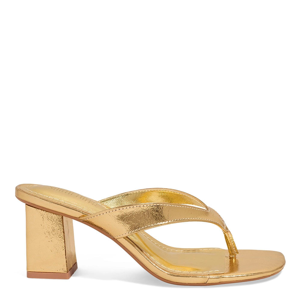 Mule Metalizado Reflexo Salto Grosso Dourado