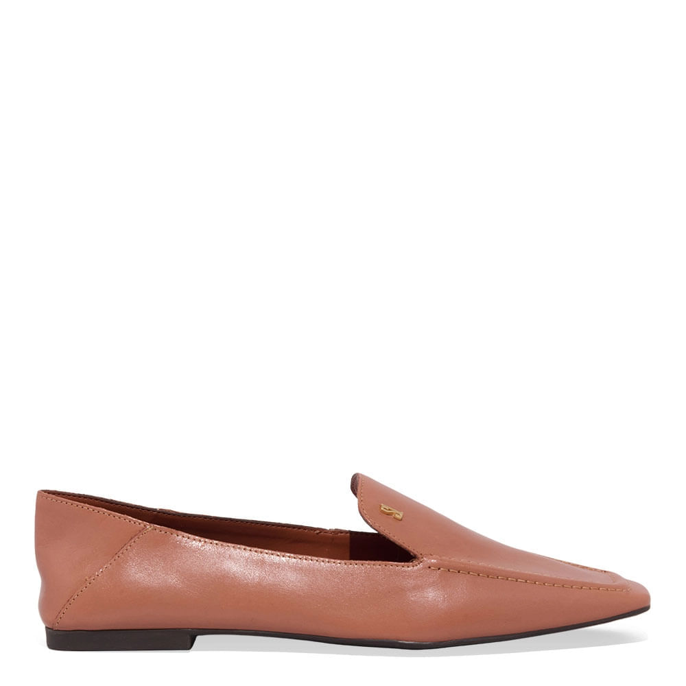 Mocassim Couro Nobre Soft Marrom Safari Bico Quadrado