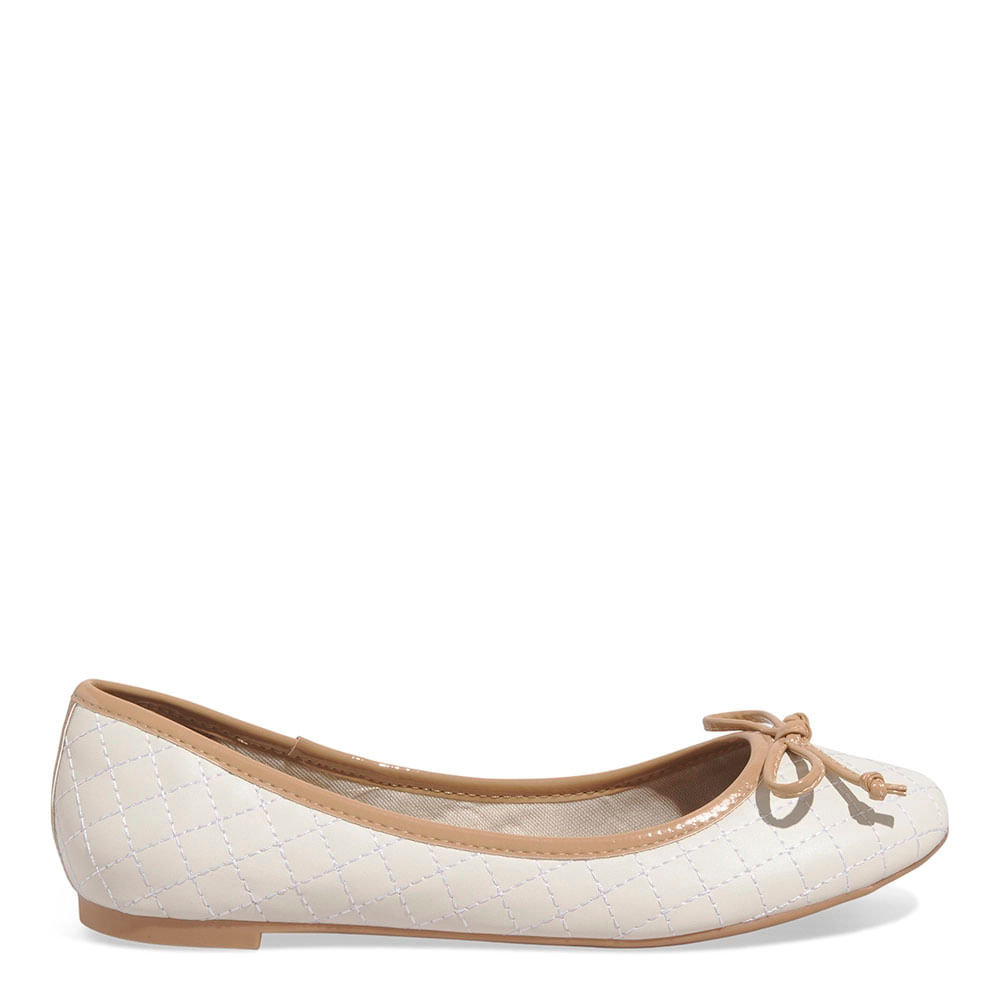 Sapatilha Laço Matelassê Napa Soft Bico Redondo Off White