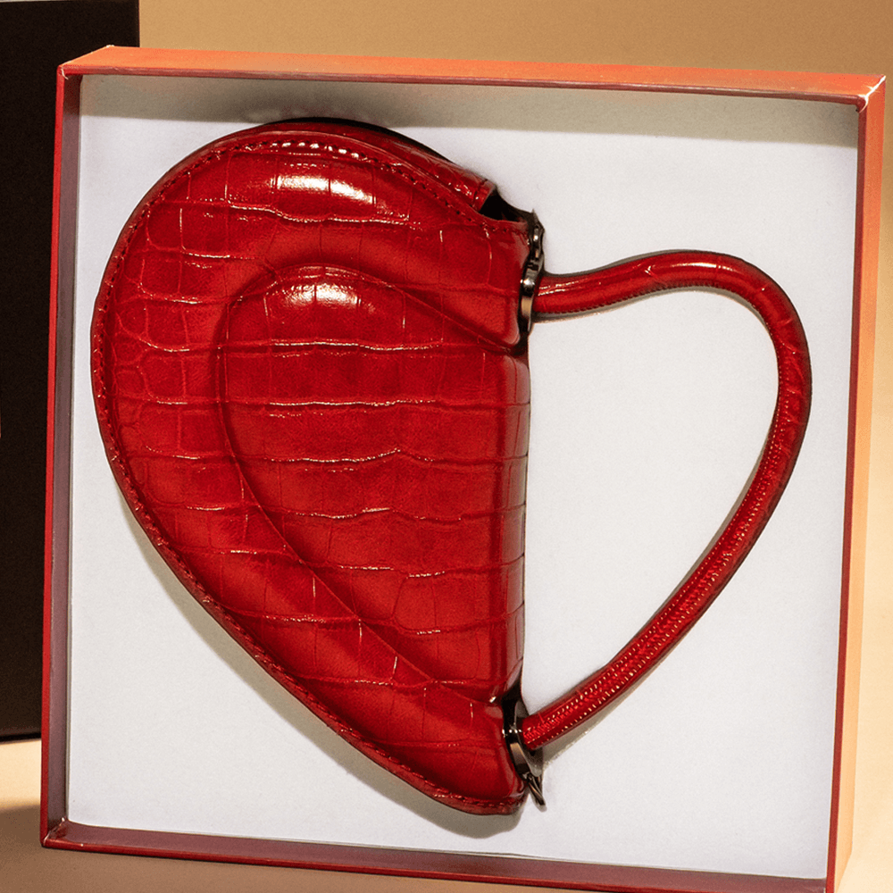 Bolsa Mini Com Caixa Croco Meio Coração Vermelho Blood Alça Transversal