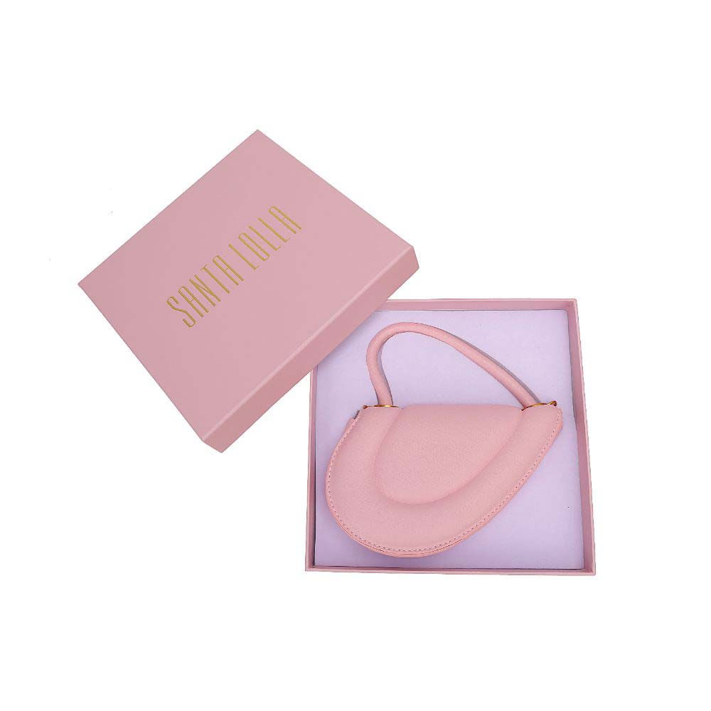 Bolsa Mini Com Caixa Soft Meio Coração Rosa Blossom Alça Transversal