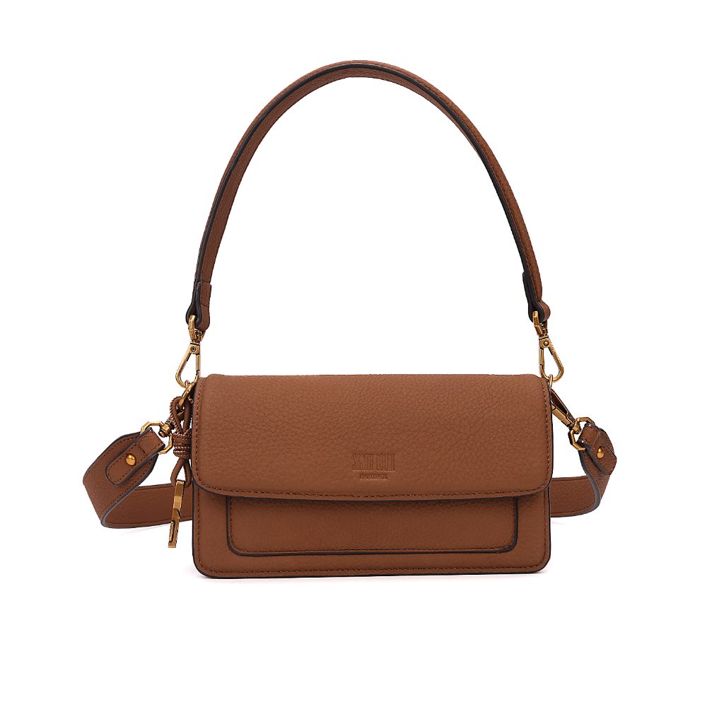 Bolsa Pequena Nobuck Marrom Terracota Alça de Ombro