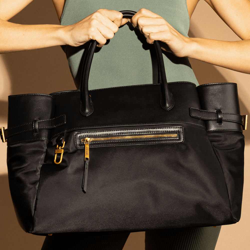 Bolsa Tote Grande Nylon Preto Alça Dupla
