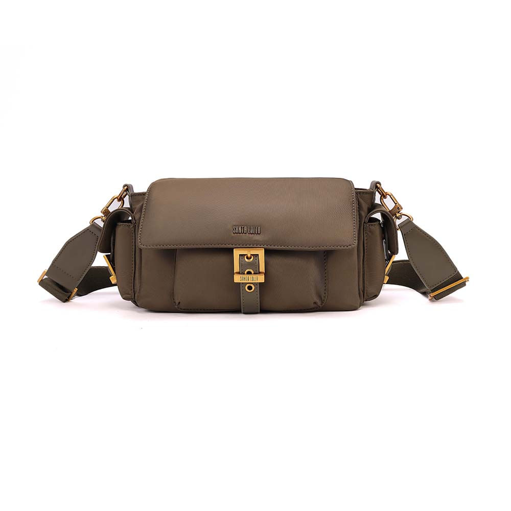 Bolsa Nylon Média Verde Militar Fivela Transversal