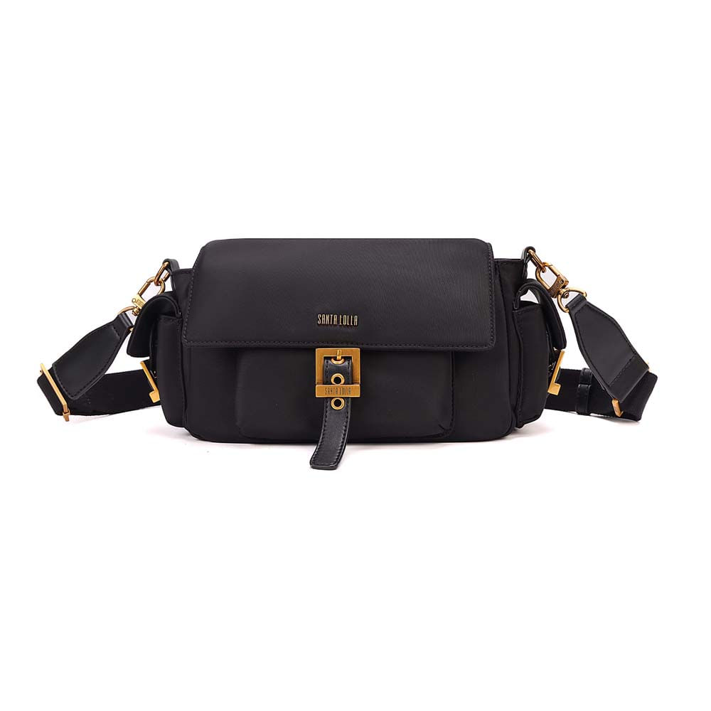 Bolsa Nylon Média Preta Fivela Transversal