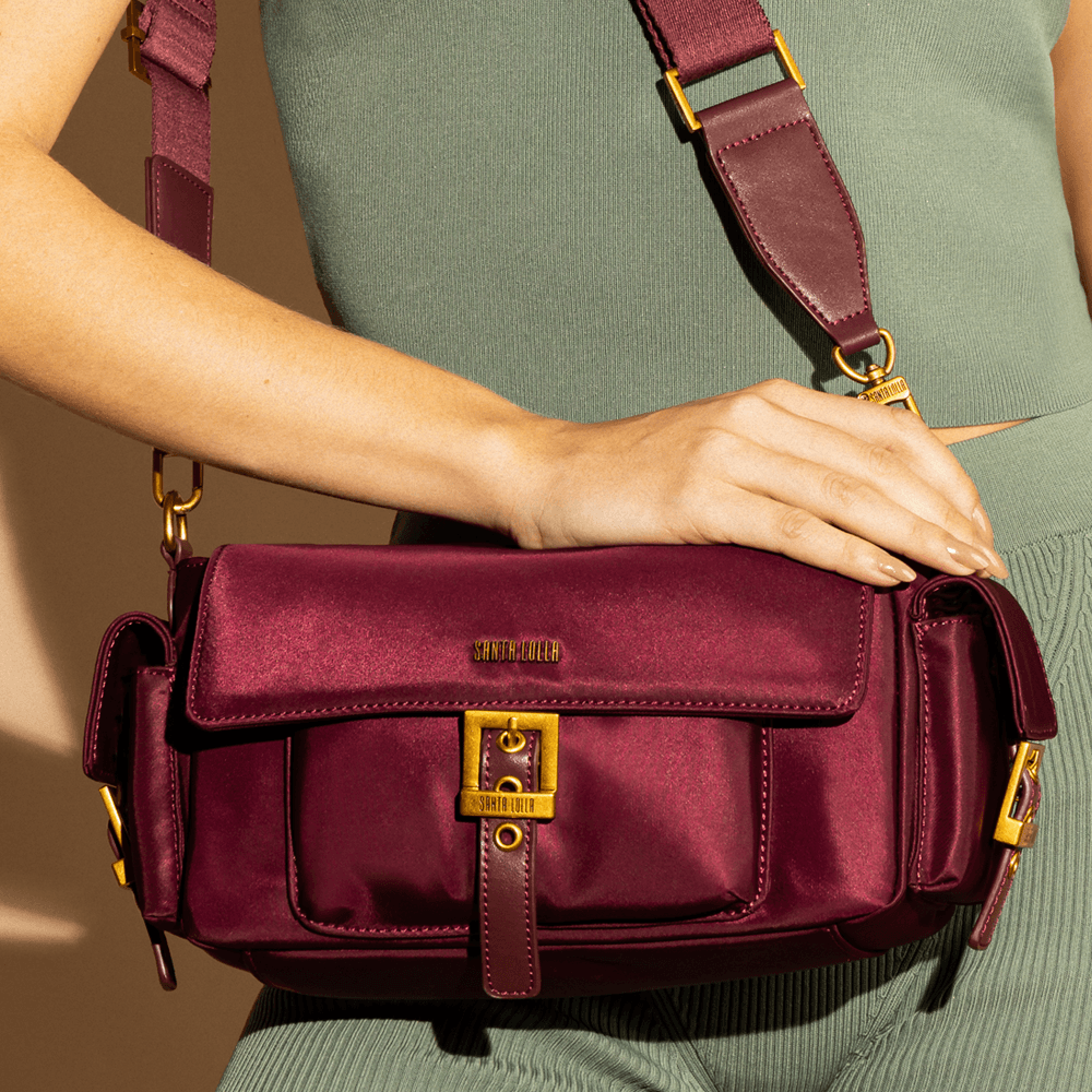 Bolsa Nylon Média Roxo Berry Fivela Transversal