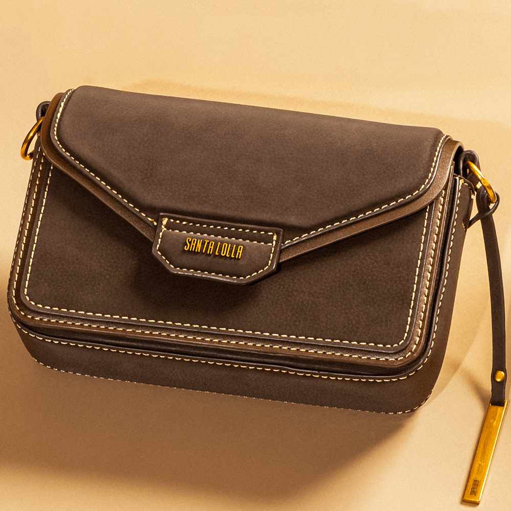 Bolsa Envelope Pequena Nobuck Cinza Steel Transversal