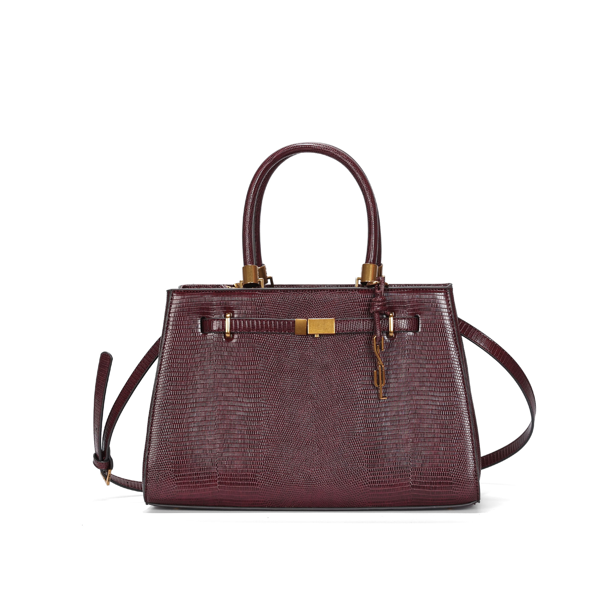 Bolsa Média Texturizada Lizard Alça Transversal Roxo Berry