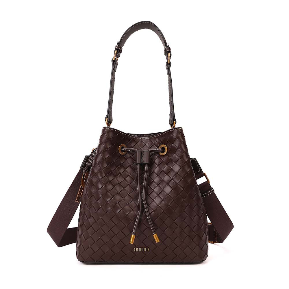 Bolsa Bucket Média Tressê Texturizado Marrom Dark