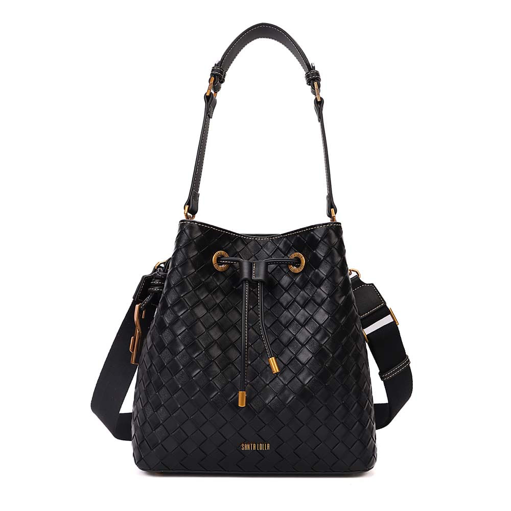 Bolsa Bucket Média Tressê Texturizado Preto