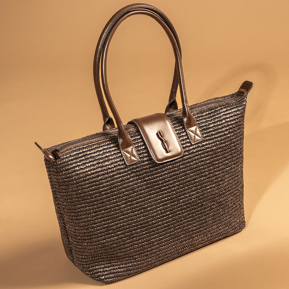Bolsa Shopper Grande Palha Marrom Cocoa